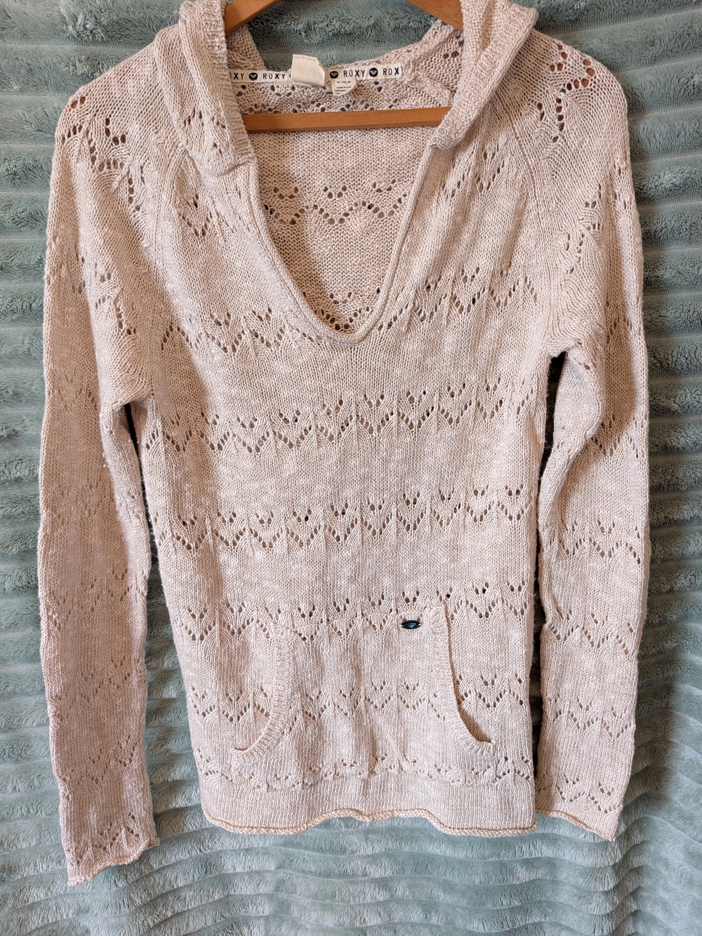 Roxy Women's Light Beige Hooded Knit Sweater Size M